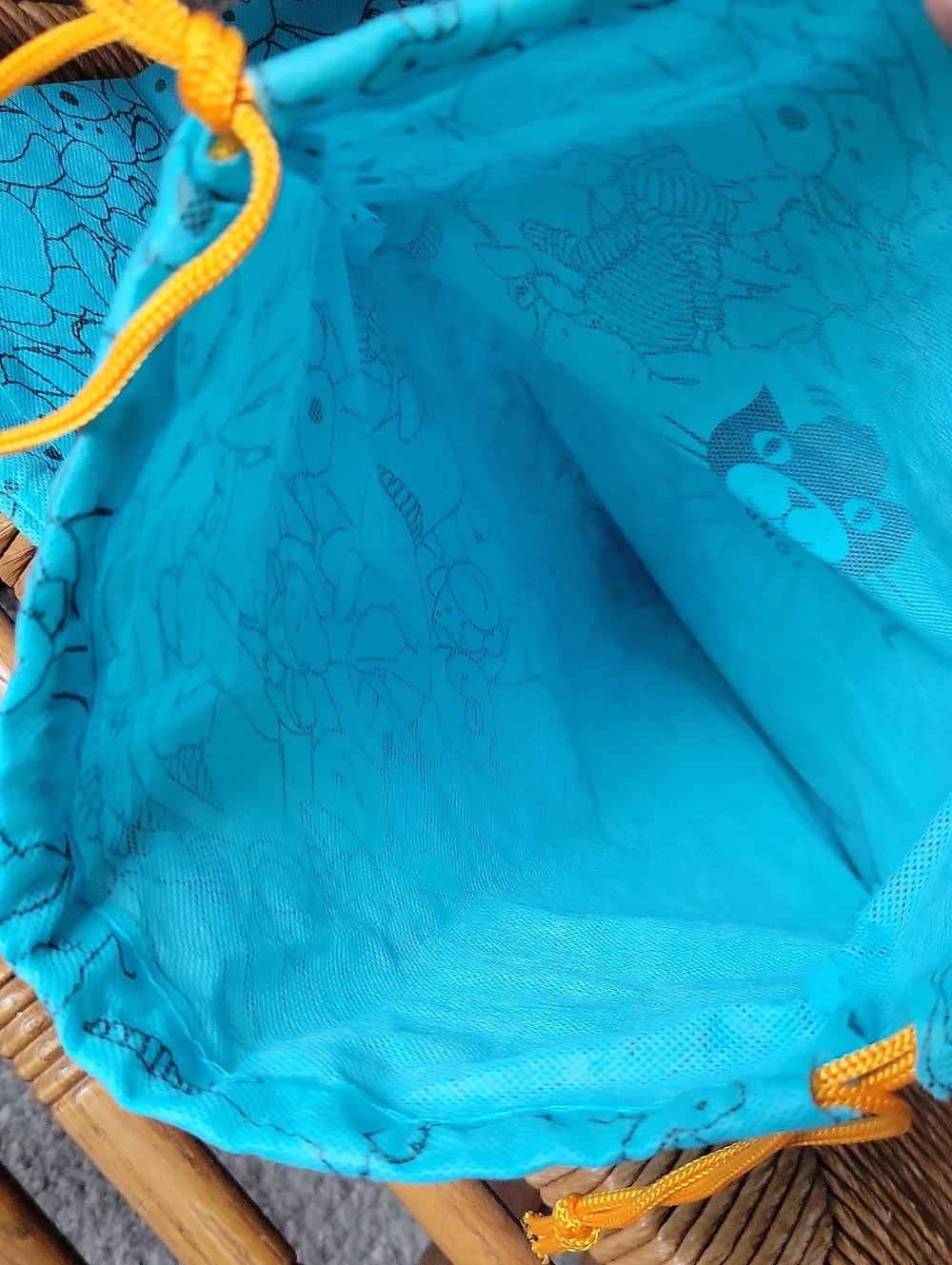 Jellycat Turquoise Drawstring Toy Bags with Orange Cords